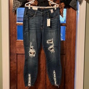 NWT. Judy Blue. High waisted, skinny fit. Raw hem